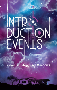 purple stormy background with the outline of a house and tree in black and the title "Introduction Events" in white stylistic font with the author's name WT Meadows